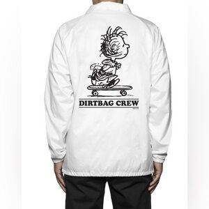 HUF X PEANUTS Pigpen Coaches Jacket in White Dirtbag Crew S UNISEX